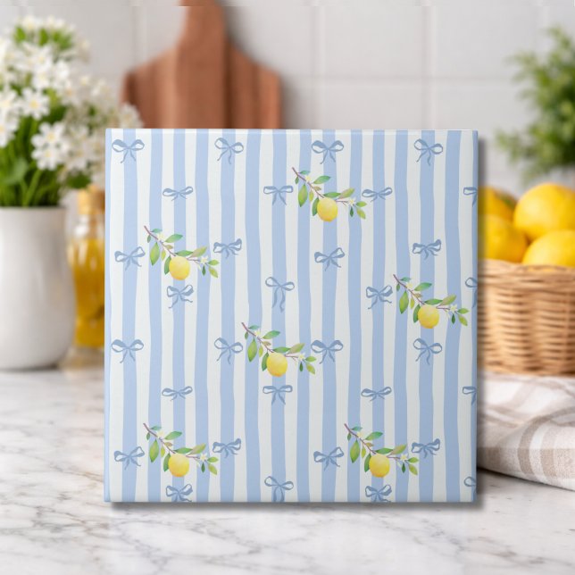 French Country Lemon  – Blue Stripe Bow (Criador carregado)