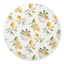 French Country Lemon Pattern Ceramic Pull