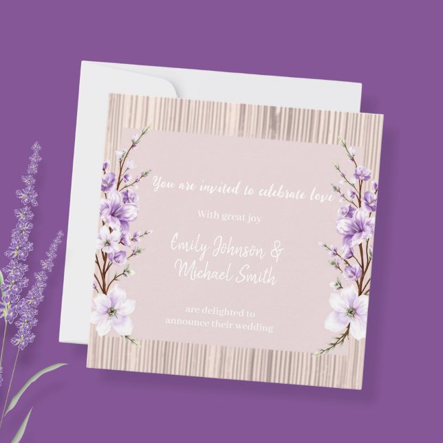 French Lilac wedding invitations rustic (Criador carregado)