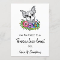 *~* Frenchie Convite para Evento de Cachorro Fran