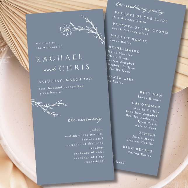 Frente Floral Moderno Boho Azul Dusty Steel (Criador carregado)