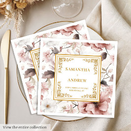 Frente romântica de ouro de marfim guardanapos de 