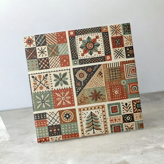Frente russa Terracotta Quilt Patchwork Floral (Criador carregado)