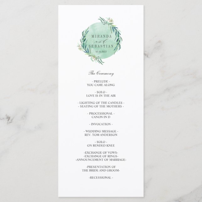 Fresca de Eucalyptus, programa de casamento elegan (Frente)