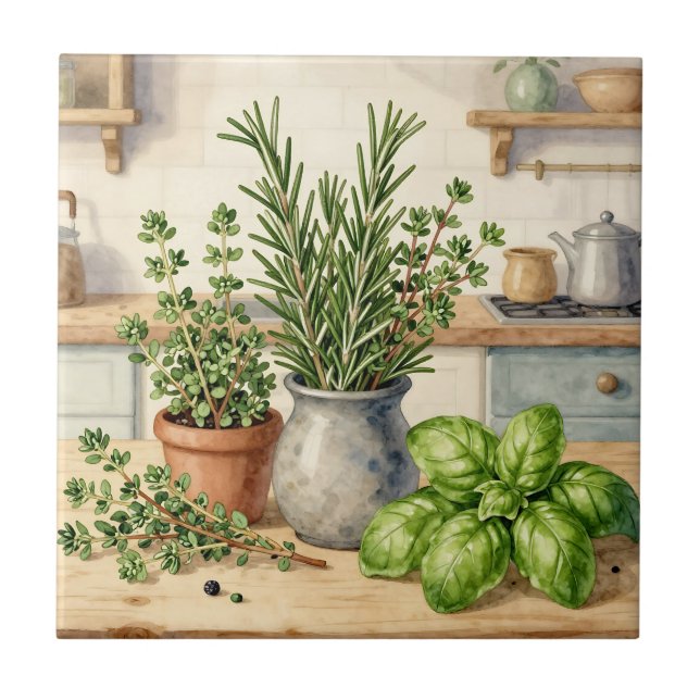 Fresh Kitchen Herbs Watercolor  (Frente)