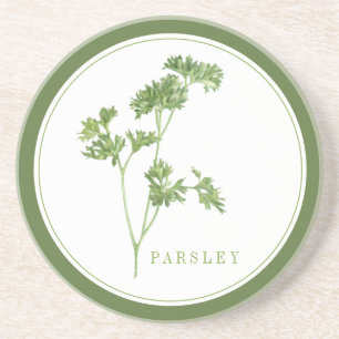FRESH PARSLEY Round Porta copos Sandstone + texto 