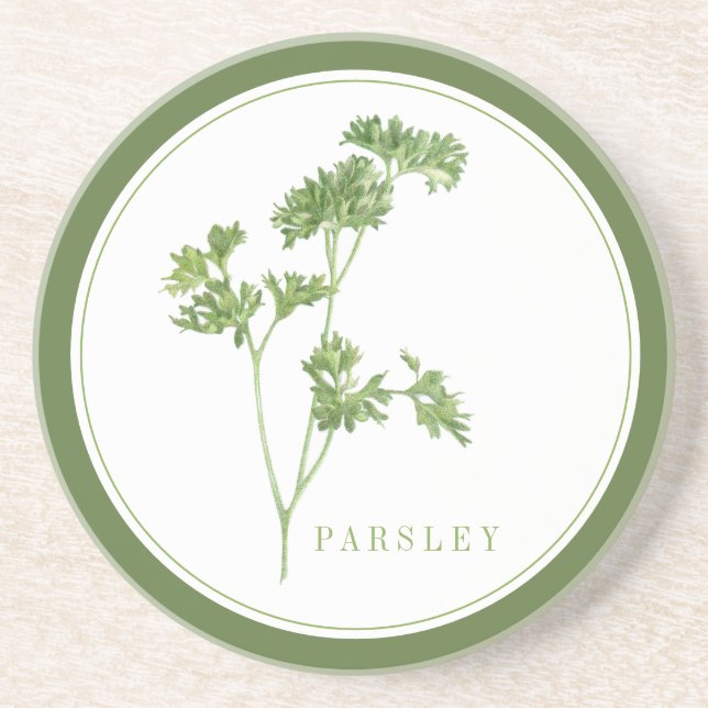 FRESH PARSLEY Round Porta copos Sandstone + texto  (Frente)