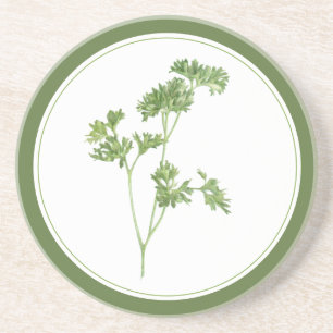 FRESH PARSLEY Round Sandstone Porta copos - texto 