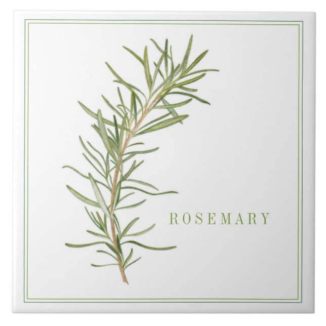 FRESH ROSEMARY 6x6 Azulejo cerâmico (+texto) (Frente)