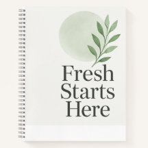 Fresh Starts Here Minimalist Wellness Notebook