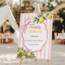 Freshly Squeezed Lemonade Pink Bow Baby Shower