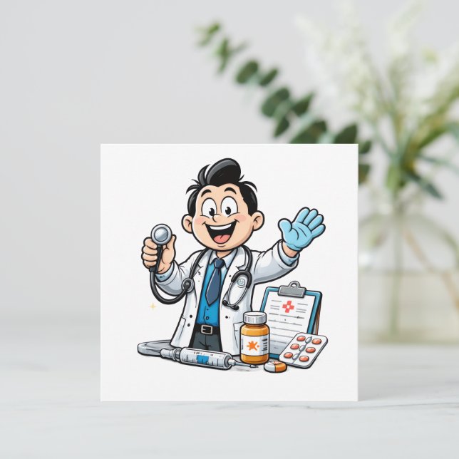 Friendly Doctor Mascot Medical Cartoon Design (Em pé/Frente)