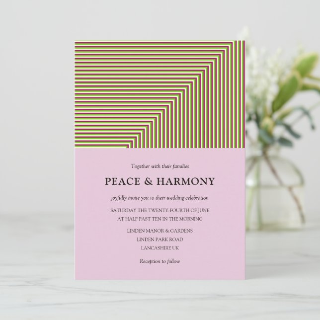 Fringe Stripes Lilac Casamento Convite (Em pé/Frente)