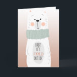 Frio lá fora / Mantenha-o aquecido - Cartão de Nat<br><div class="desc">NewParkLane - Cartão de Saudação de Natal bonito,  com urso polar e citação romântica e divertida: "Bebê é frio lá fora" na tipografia moderna e escrita à mão. Na dentro: "Posso mantê-lo aquecido?!".</div>