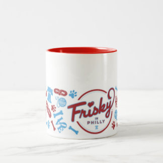 Frisky em Philly: Caneca de café do design da