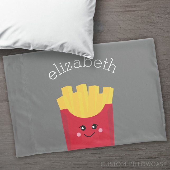 Fritas Francesas Cute Kawaii com Nome Personalizad (Custom Pillowcase)