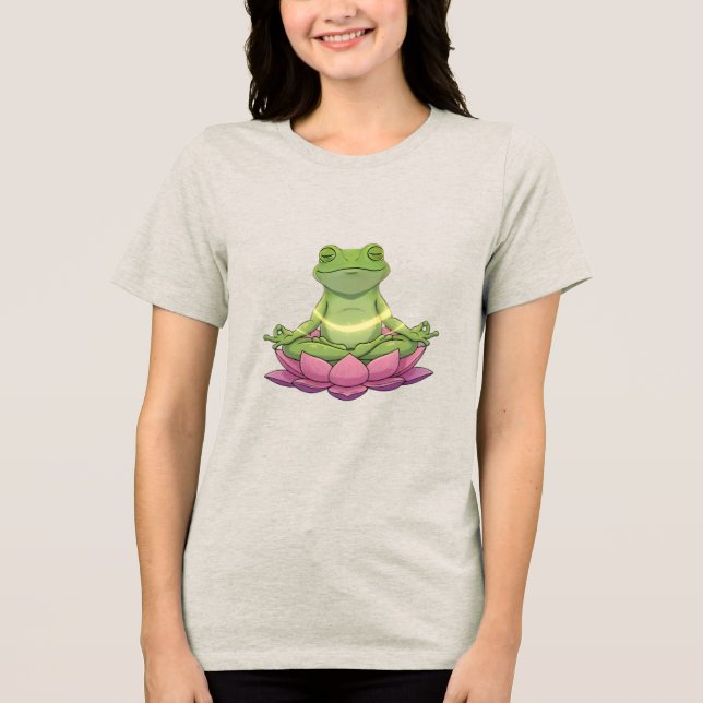 Frog Meditating On Flower Cute Funny Womens (Frente)