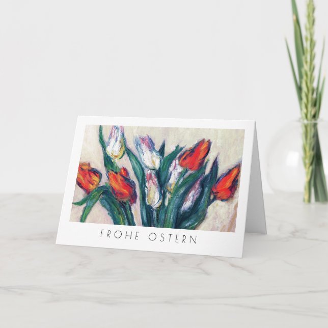 Frohe Ostern. Cartão de Páscoa de arte em alemão (Frente)