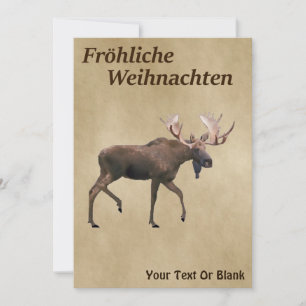 Fröhliche Weihnachten - Bull Moose No Papel Antigo