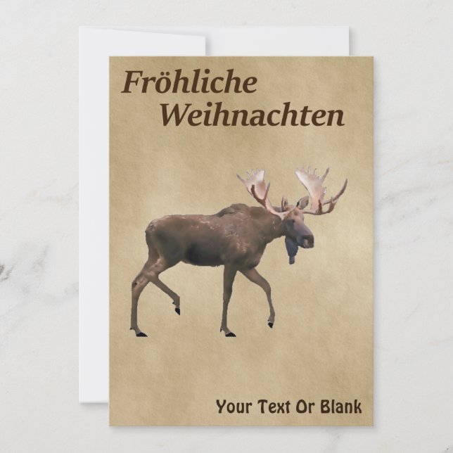 Fröhliche Weihnachten - Bull Moose No Papel Antigo (Frente)
