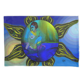 Fronha de almofada azul da arte