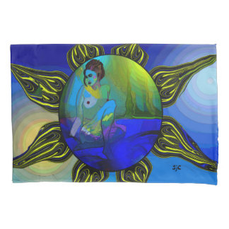 Fronha de almofada azul da arte