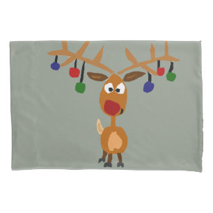 Fronha de almofada engraçada do Natal da rena de