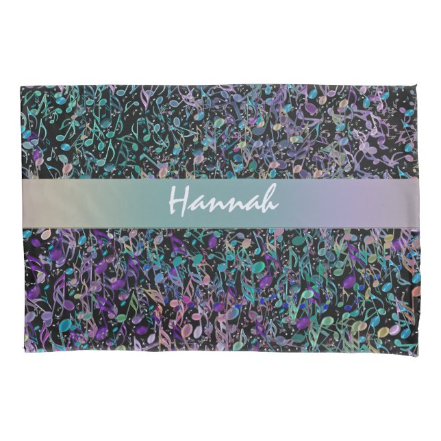 Fronha de almofada personalizada da nota da música (Frente)