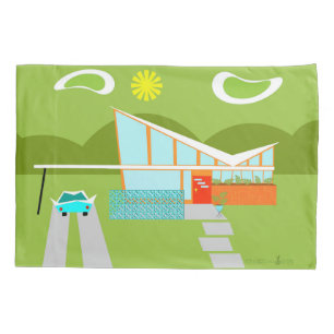 Fronha de almofada retro da casa do Palm Springs