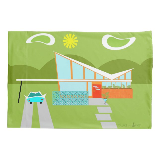 Fronha de almofada retro da casa do Palm Springs (Verso)