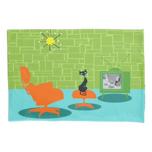 Fronha de almofada retro do gatinho da era (Frente)