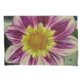 Fronha de almofada roxa e verde da dália