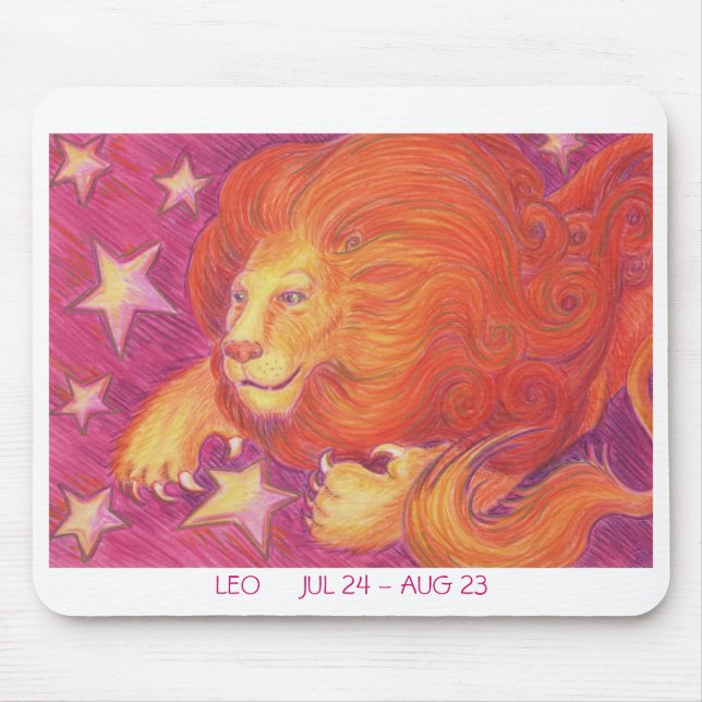 Fronteira branca Zodiac Leo mousepad (Frente)