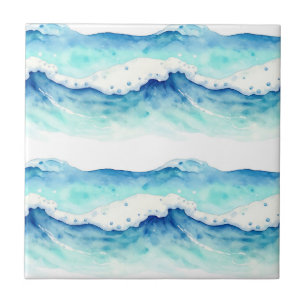 Fronteira de Ondas do Oceano em Aquarela