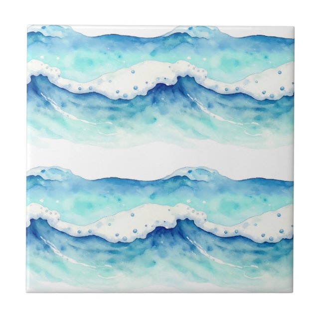 Fronteira de Ondas do Oceano em Aquarela (Frente)