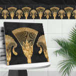 Fronteira Floral Egípcia - Mármore Dourado e Negro<br><div class="desc">Fronteira Floral Egípcia - Mármore Dourado e Negro</div>