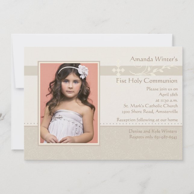 Frost no convite religioso da foto do primavera (Frente)