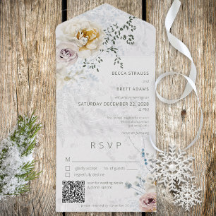 Frosty Winter Pastel Floral Moderno Código QR