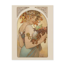 Fruta Alphonse Mucha CC0405 Art Nouveau Cartão pos