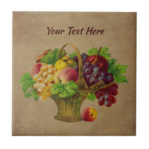 Fruta Basket Vintage Art Personalizado