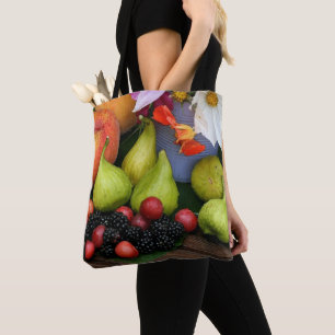 Fruta Colheita Figuras Blackberries Flowers Tote
