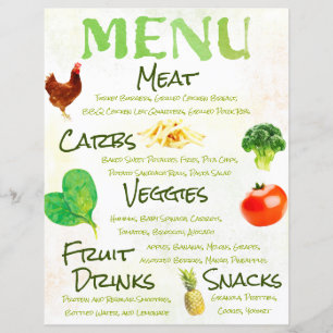 Fruta de aquarela e Menu Veggie