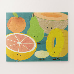 Fruta de sorriso que recolhe o quebra-cabeça de