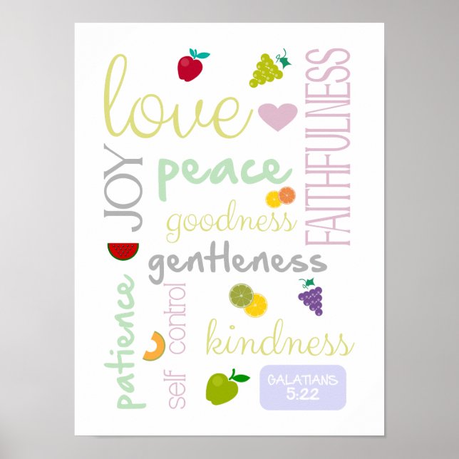 fruta do Espírito Santo, poster cristão giro (Frente)