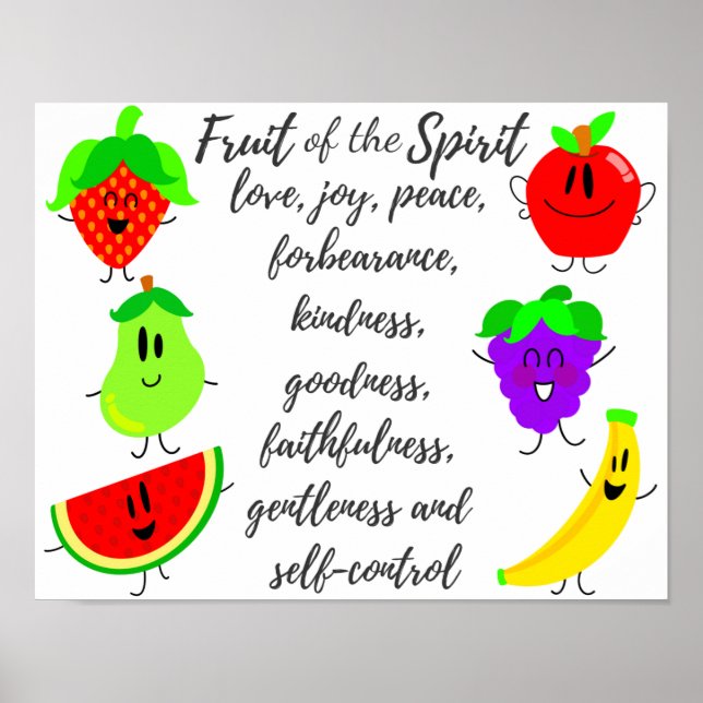 Fruta do Spirit Kids Wall Art Christian Impressão (Frente)