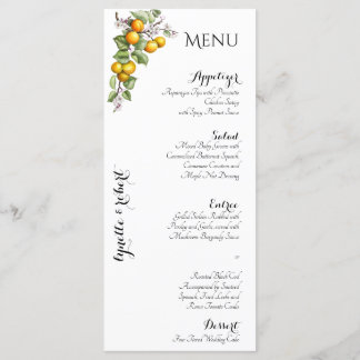 Fruta e Menu de Casamento Floral de Aquarela