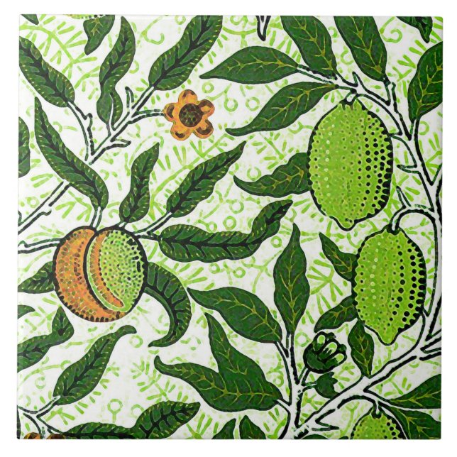 Fruta exótica de William Morris, verde limão (Frente)