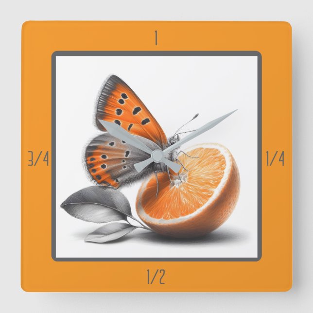 Fruta - Relógio de Parede da Borboleta (Frente)