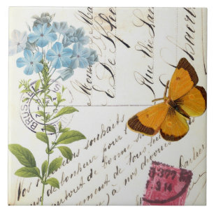 Fruta Vintage e Cartão-postal Floral...azulejo