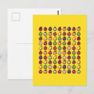 Frutas Coloridas Pixeladas Arte de Cartão Postal 3